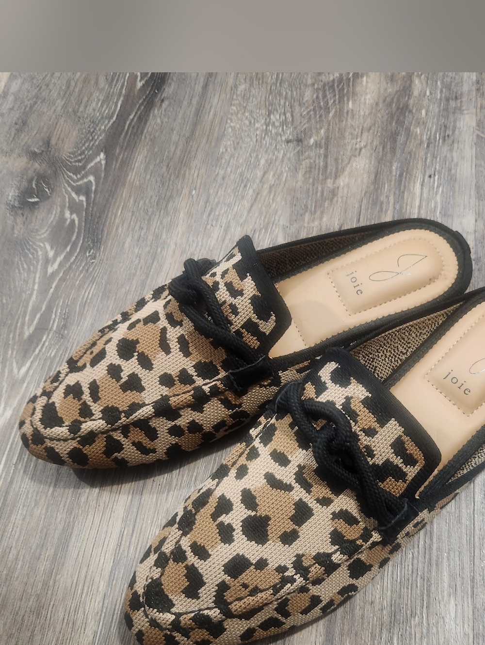 Joie Leopard-Print Slip-On Mules in Tan and Black Sz 9